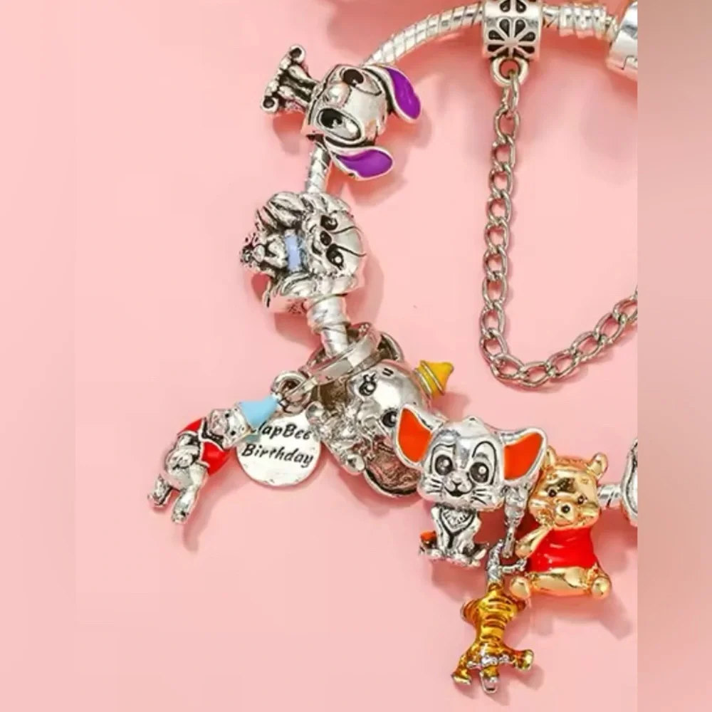 925 Sterling Silver Various Winnie The Pooh Characters Themed Charm Bracelet - Picture 6 of 7